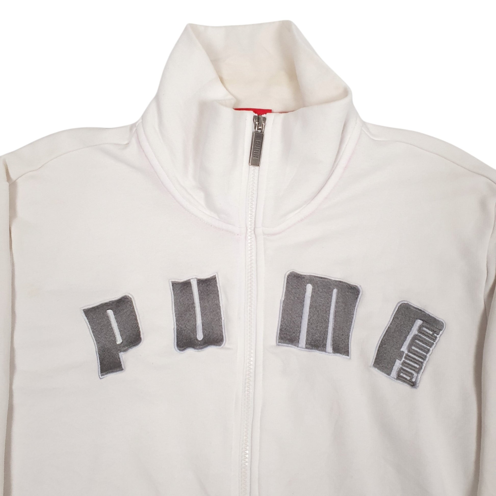 Mens White Puma Spellout Full Zip Jumper