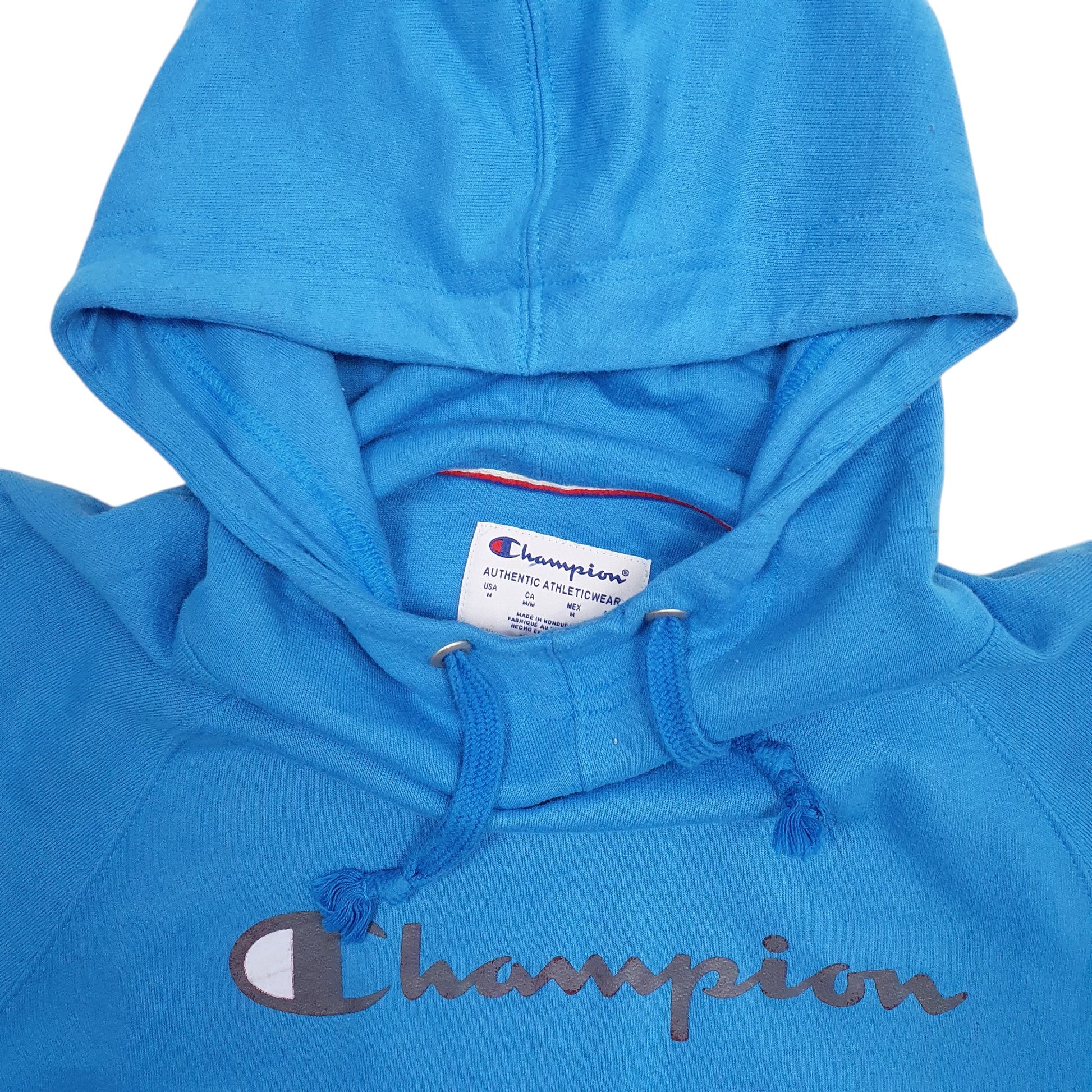 Mens Blue Champion Spellout Hoodie Jumper