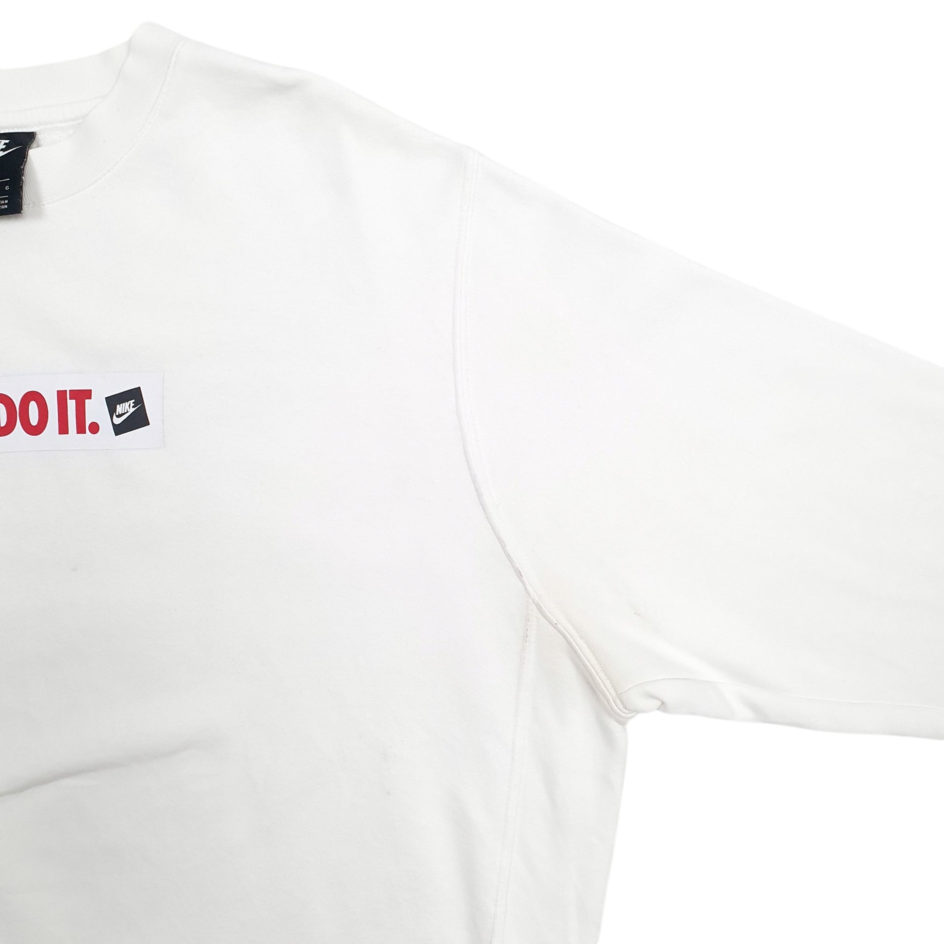 Mens White Nike Spellout Crewneck Jumper