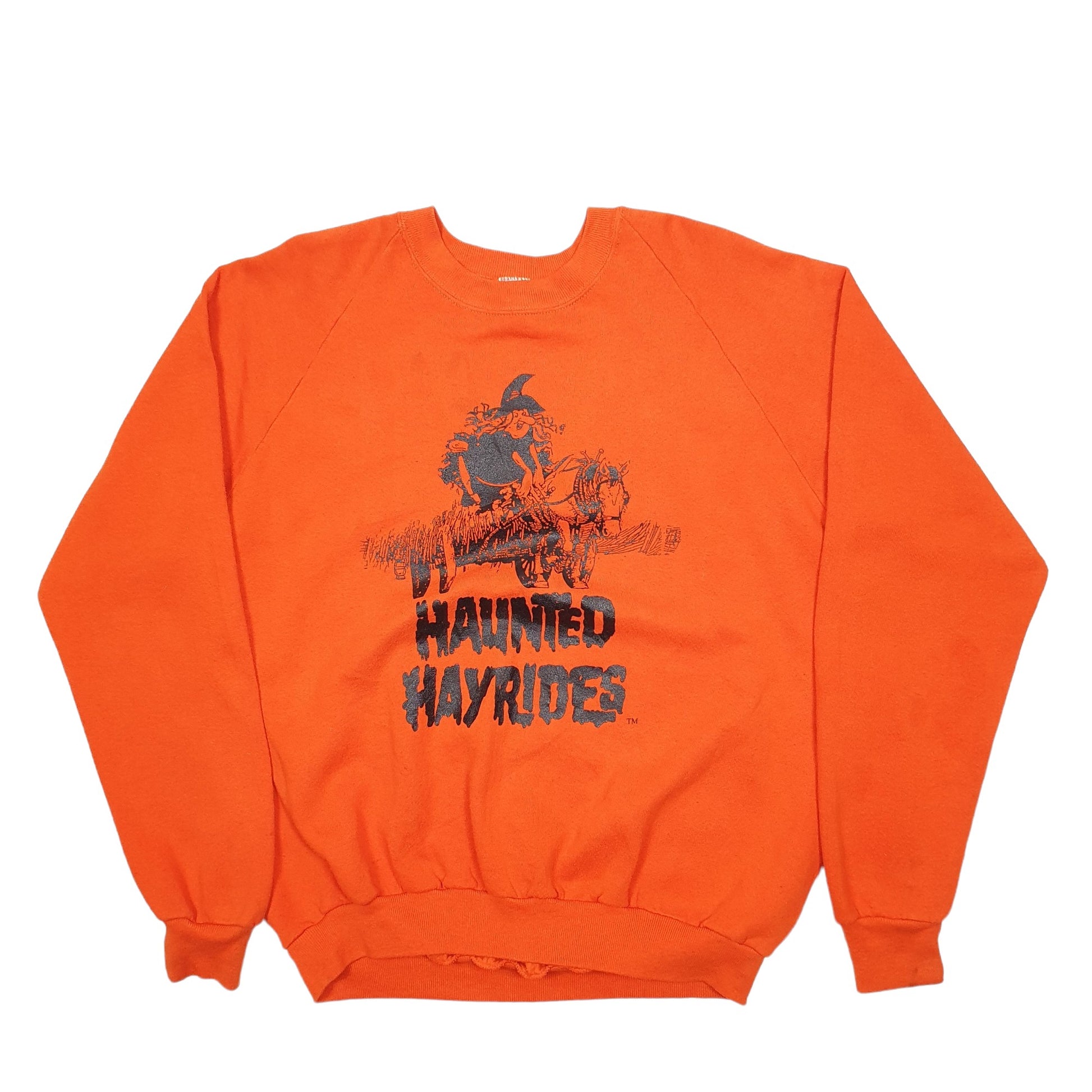 Mens Orange Jerzees Haunted Made In USA Crewneck Jumper