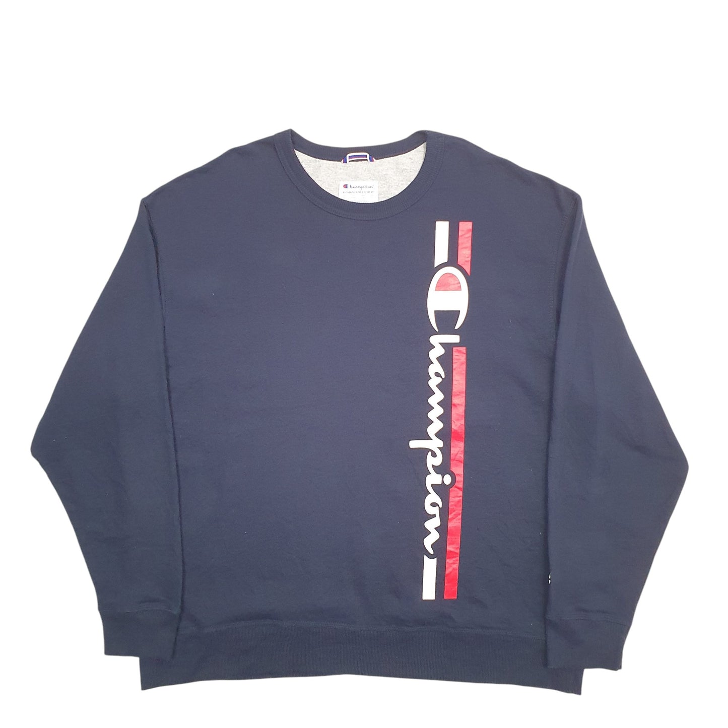 Mens Navy Champion Spellout Crewneck Jumper