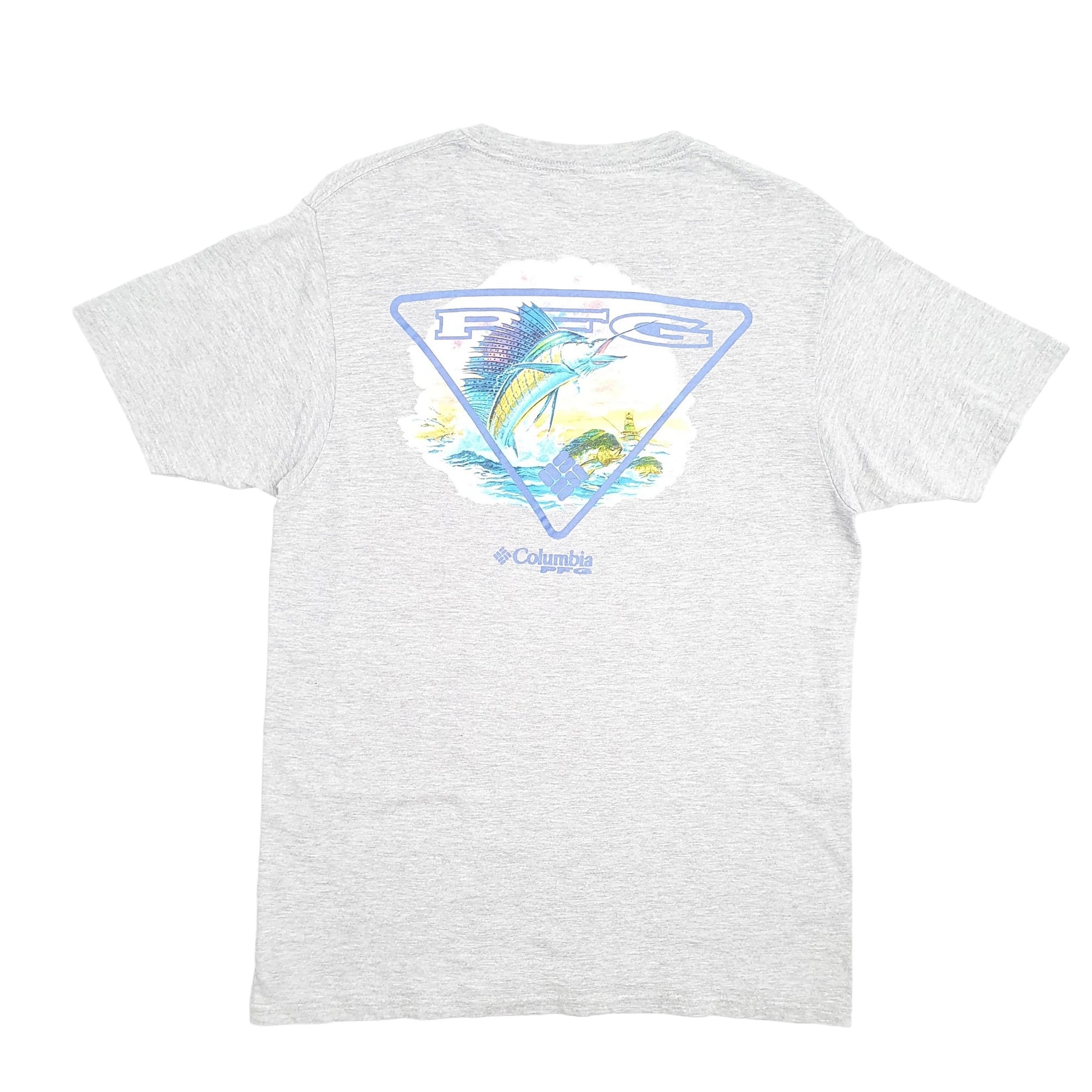 Mens Grey Columbia Sportswear PFG Fishing Short Sleeve T Shirt