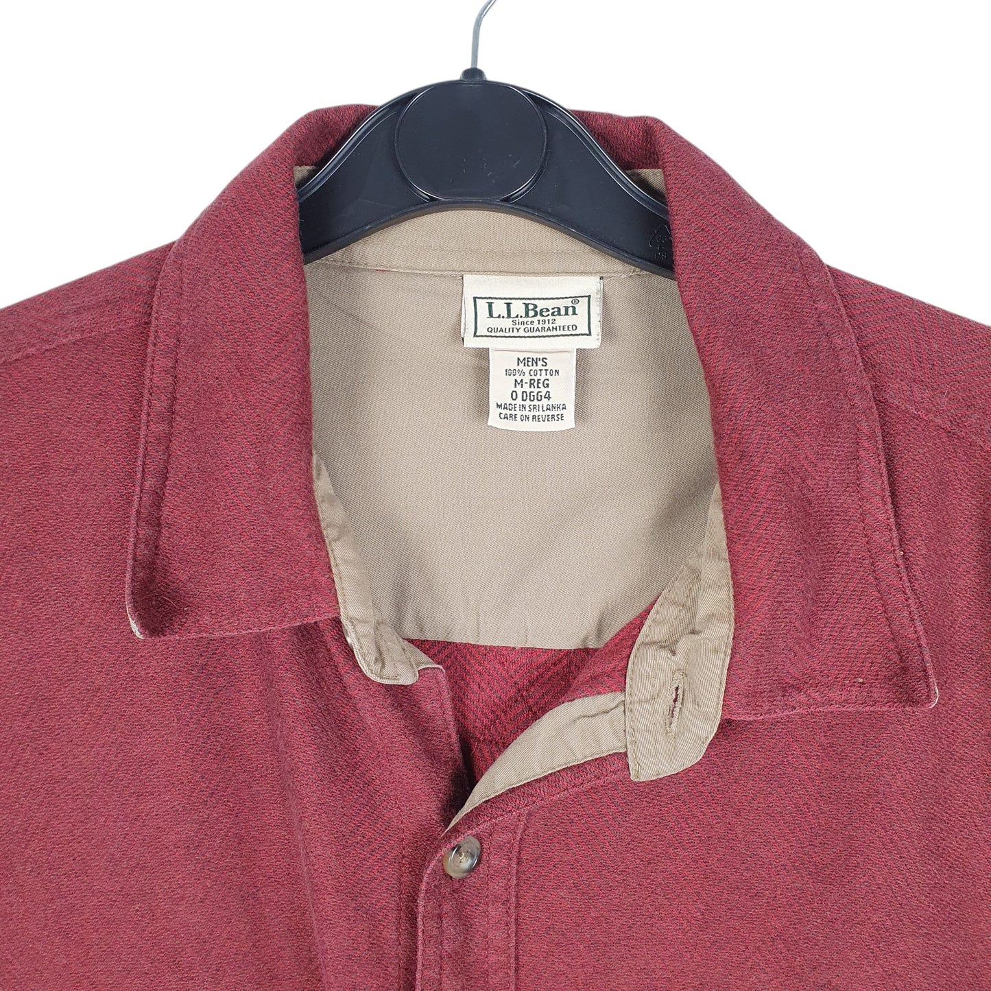 Mens Red L.L.Bean Herringbone Twill HBT Overshirt Shacket Long Sleeve Shirt