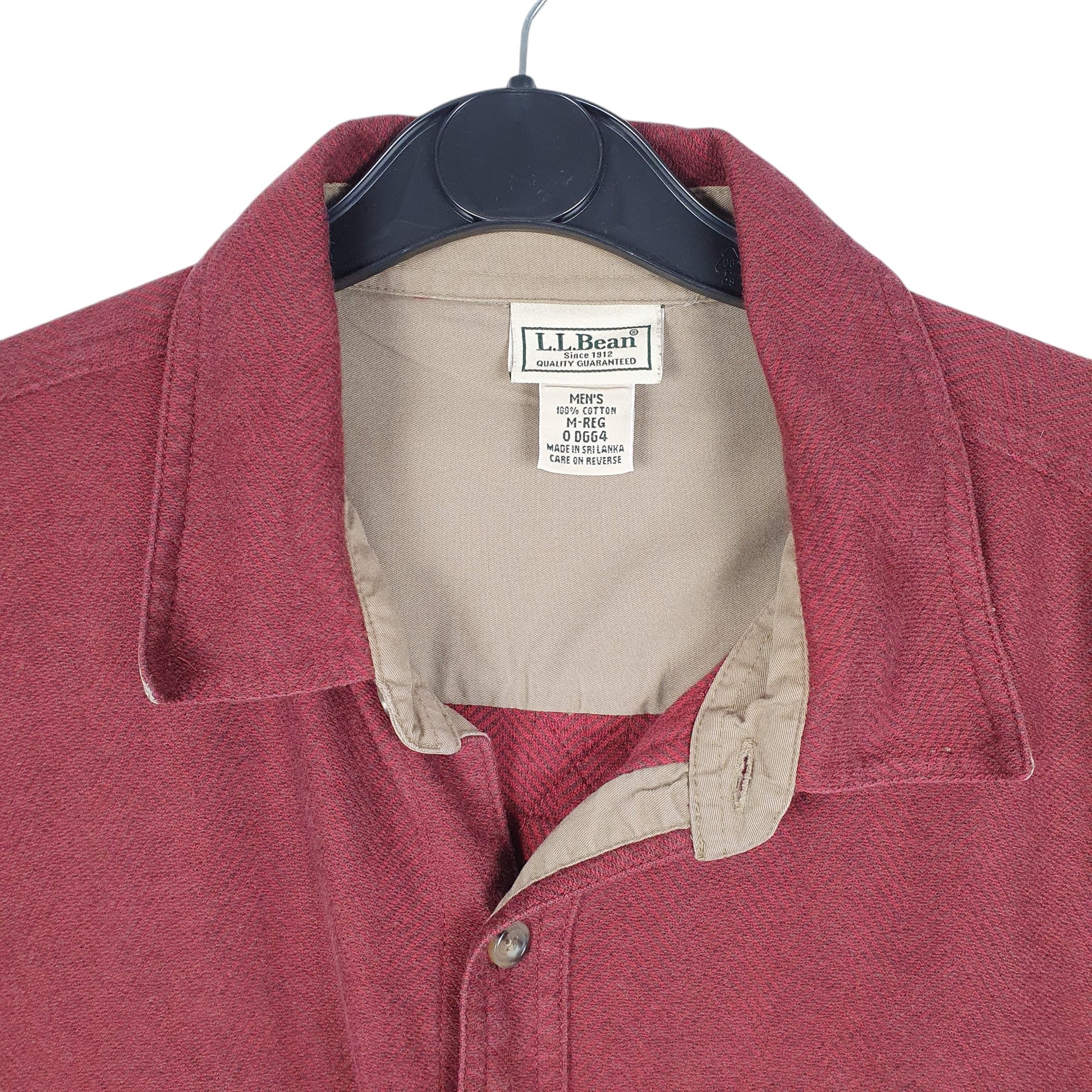 Mens Red L.L.Bean Herringbone Twill HBT Overshirt Shacket Long Sleeve Shirt