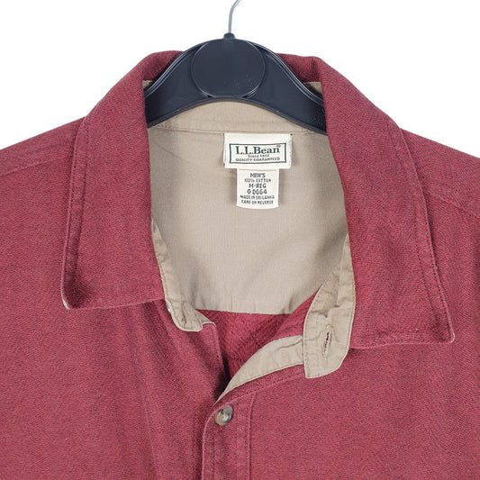 Mens Red L.L.Bean Herringbone Twill HBT Overshirt Shacket Long Sleeve Shirt
