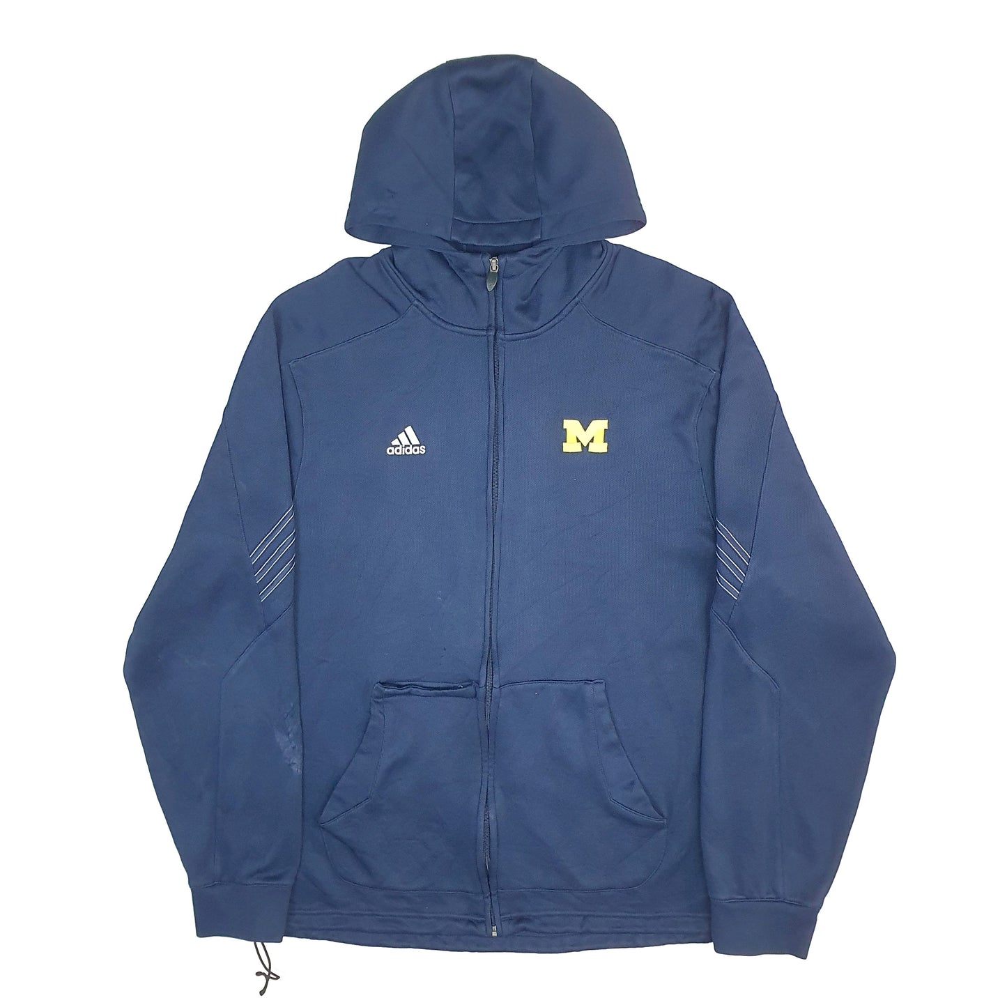 Mens Navy Adidas Climawarm Hoodie Michigan USA College Full Zip Jumper