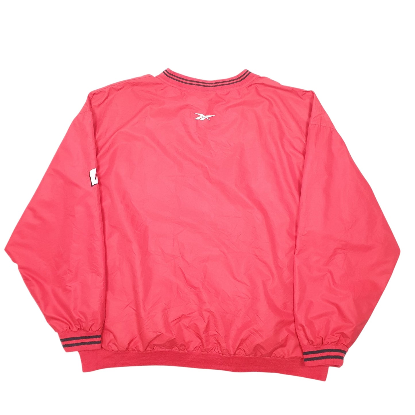 Mens Red Reebok Smock Pop Over Wisconsin Badgers Football USA Spellout  Coat