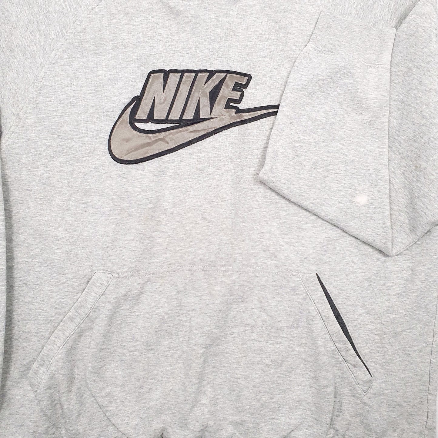 Mens Grey Nike Vintage 00s Spellout Hoodie Jumper