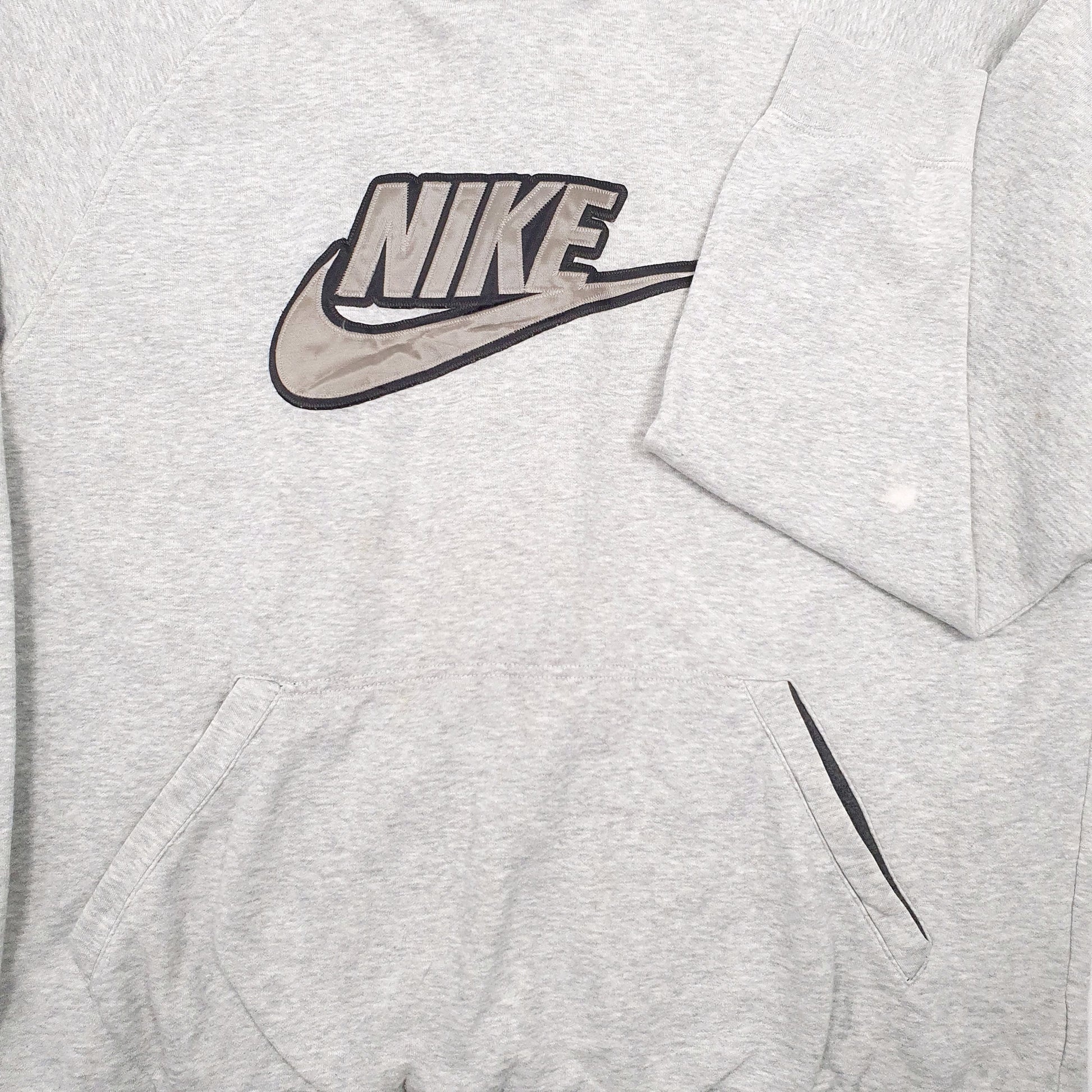 Mens Grey Nike Vintage 00s Spellout Hoodie Jumper