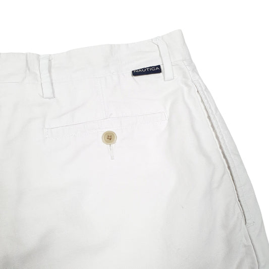 Mens White Nautica Rigger Double Pleated Blend Chino Shorts