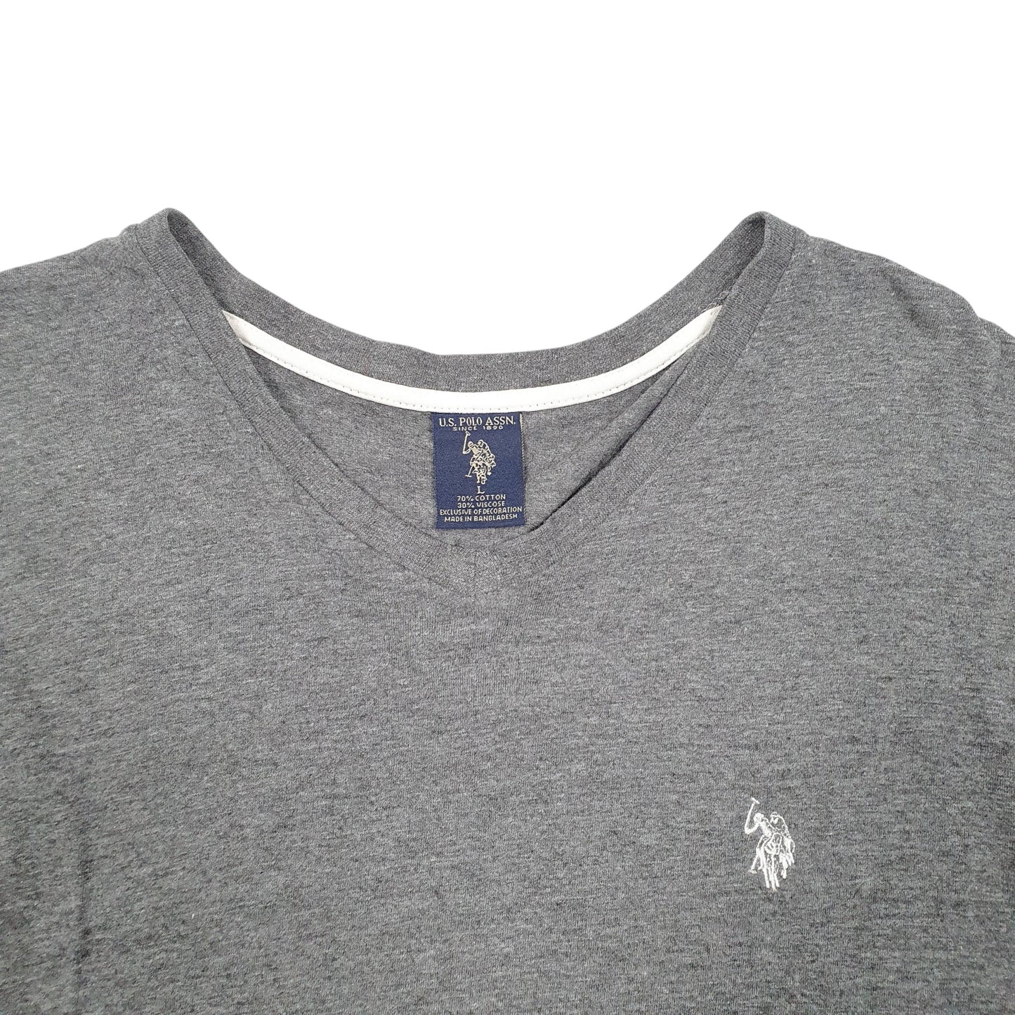 Mens Grey U.S. Polo Assn. V Neck Short Sleeve T Shirt