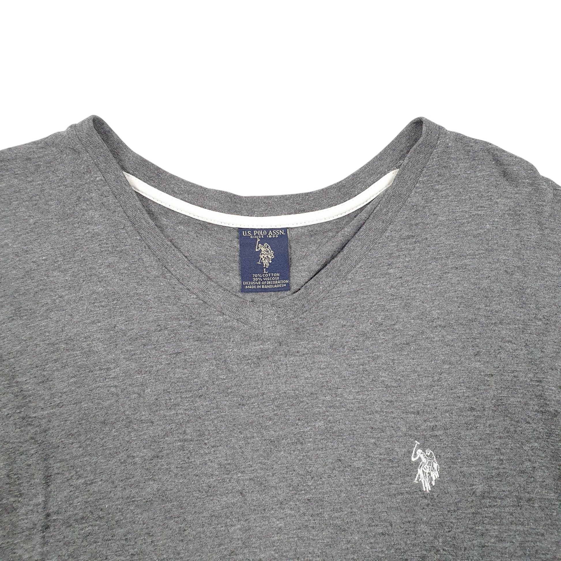 Mens Grey U.S. Polo Assn. V Neck Short Sleeve T Shirt
