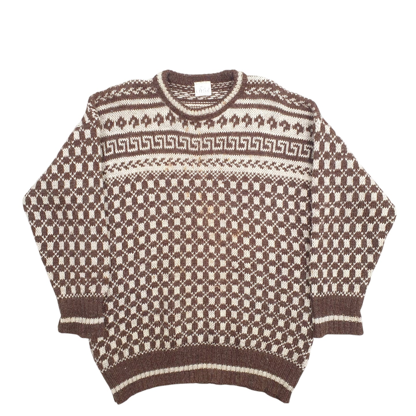 Mens Brown 100% Wool  Crewneck Jumper