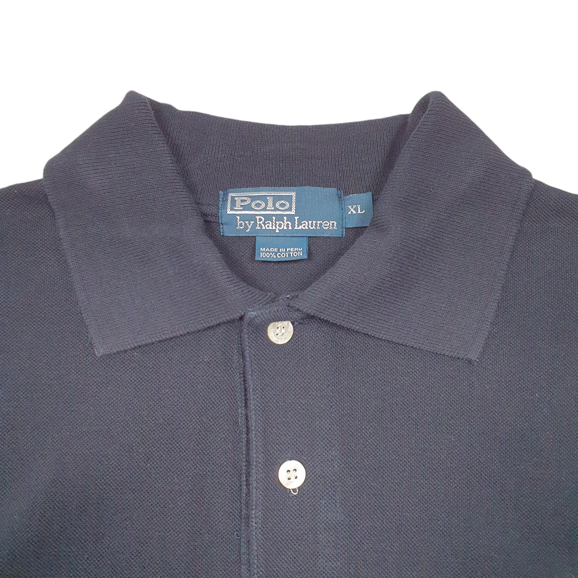 Mens Navy Polo Ralph Lauren Vintage Short Sleeve Polo Shirt
