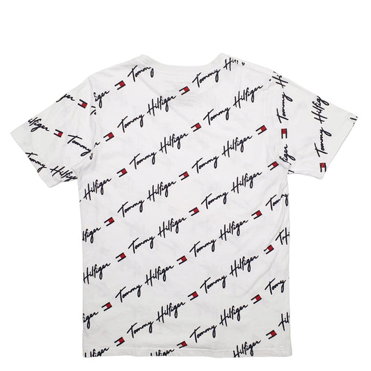 Mens White Tommy Hilfiger Spellout Short Sleeve T Shirt