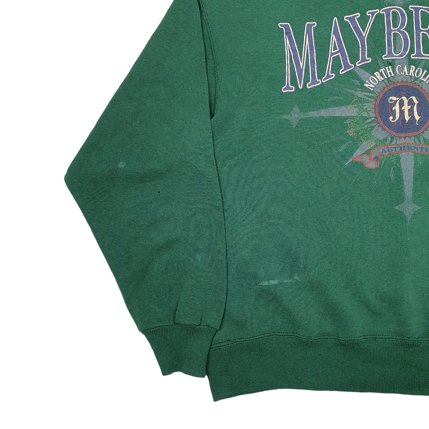 Mens Green Hanes Vintage 90's Mayberry North Carolina Crewneck Jumper