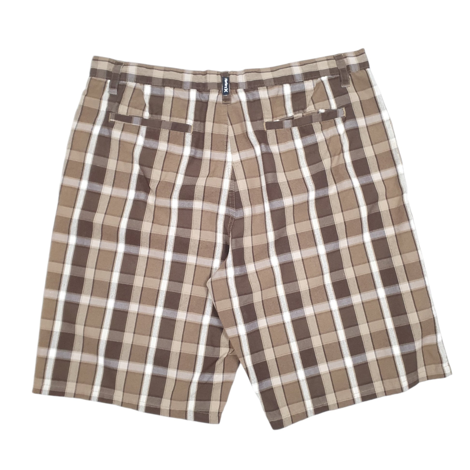 Mens Brown Hurley Check Surf Skate Chino Shorts