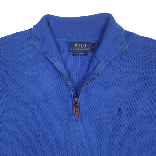 Mens Blue Polo Ralph Lauren Crewneck Quarter Zip Jumper