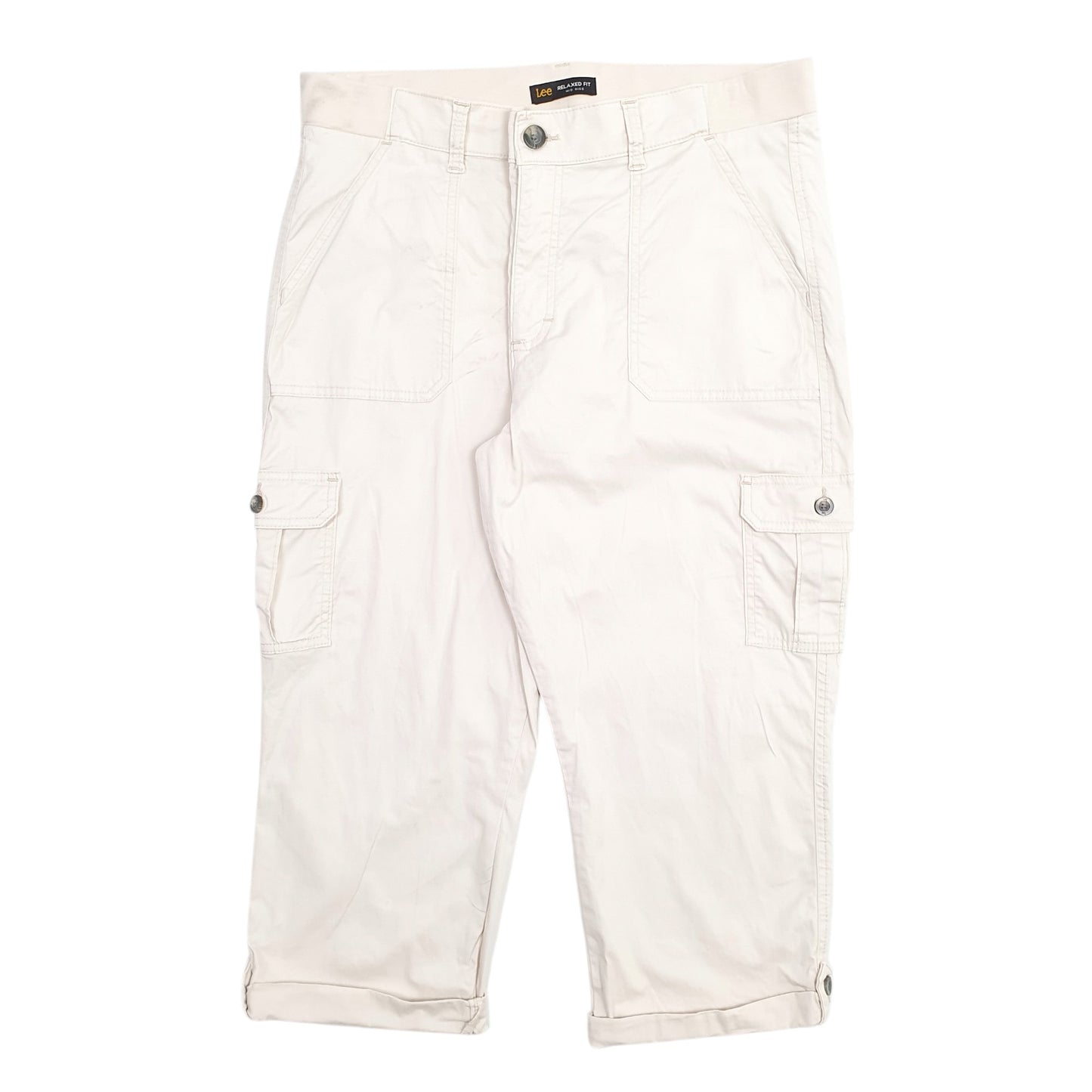 Womens Cream Lee Mid Rise Stretch Fit Chino Trousers