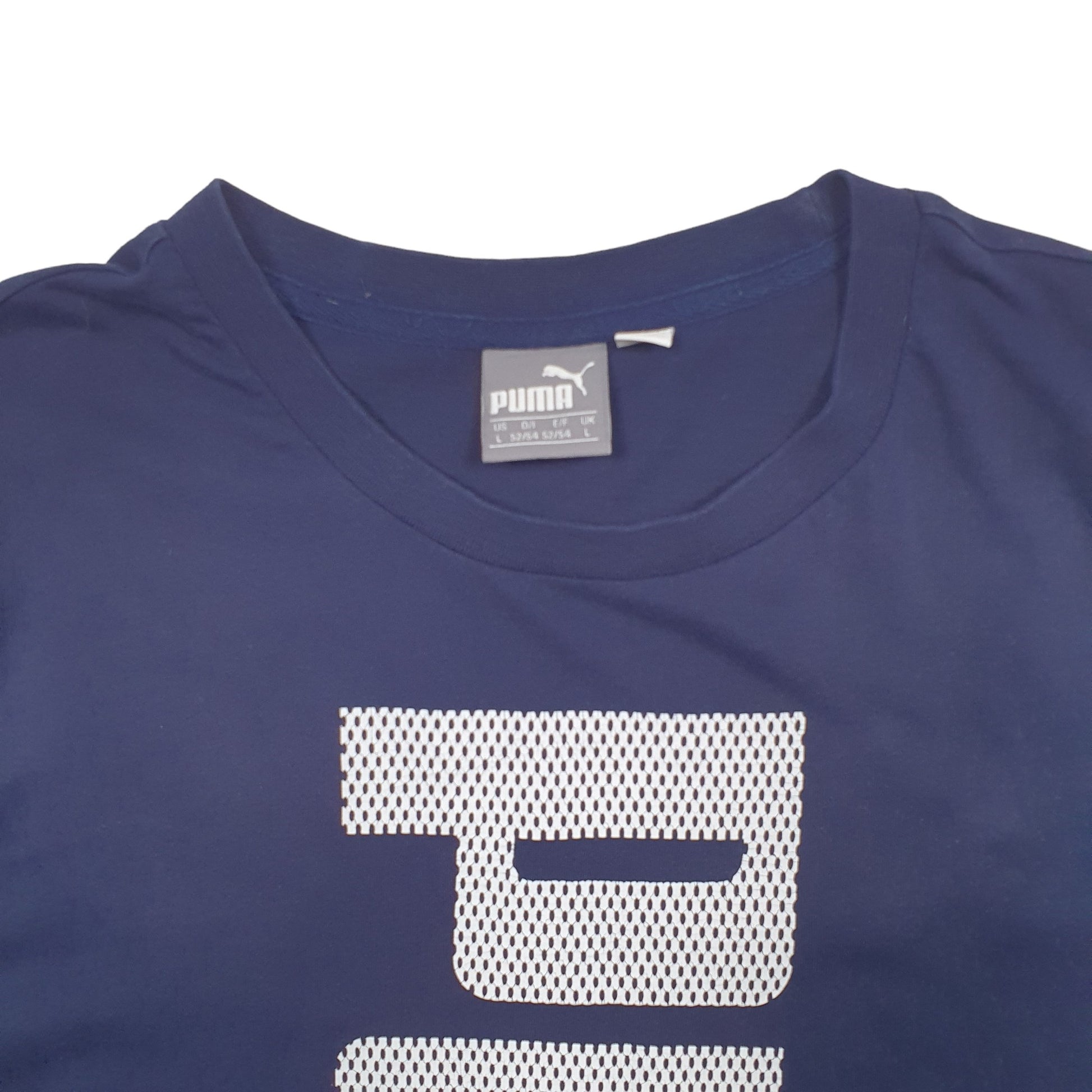 Mens Navy Puma Spellout Short Sleeve T Shirt