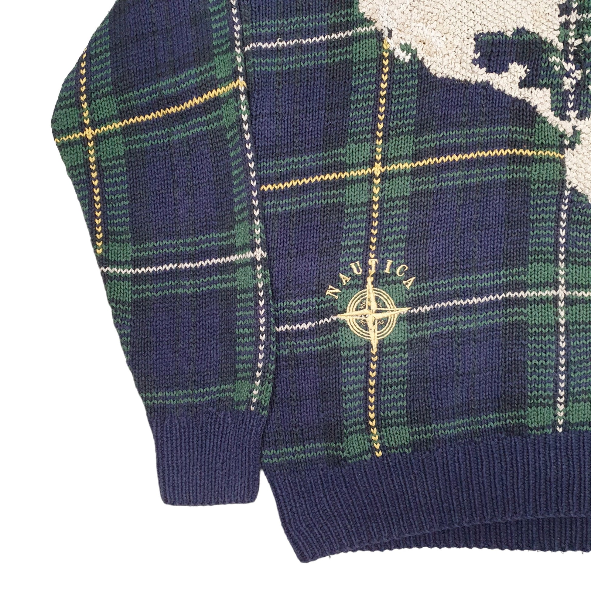 Mens Green Nautica Map Symbol World Crewneck Jumper