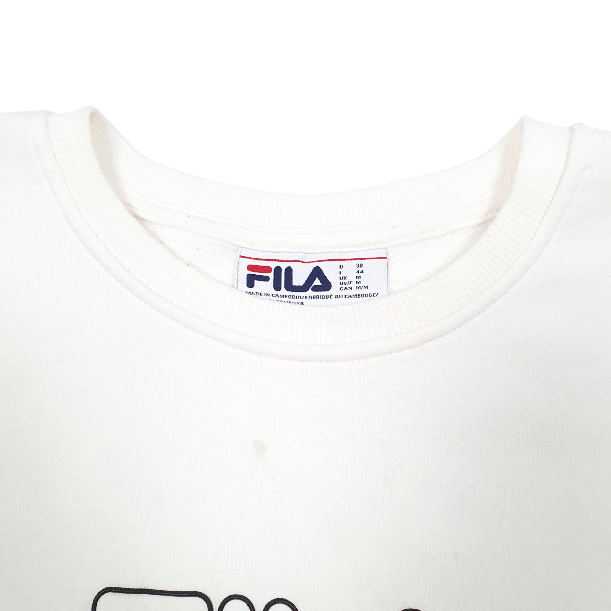 Mens Fila Cream Crewneck Spellout Jumper M Bundl Clothing