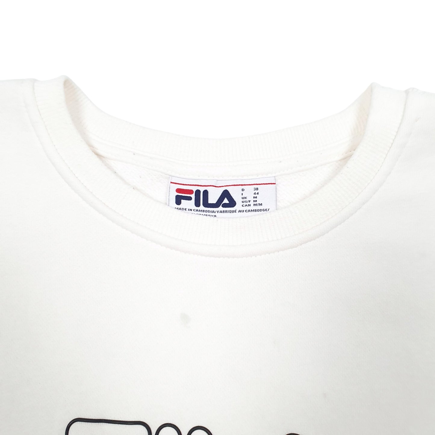 Mens Cream Fila Spellout Crewneck Jumper