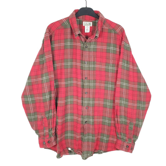 Mens Red L.L.Bean Tartan Flannel Overshirt Shacket Long Sleeve Shirt