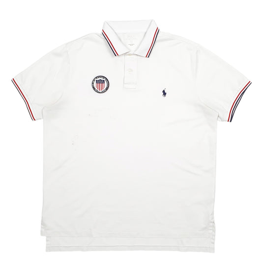 Mens White Polo Ralph Lauren USA Flag Short Sleeve Polo Shirt