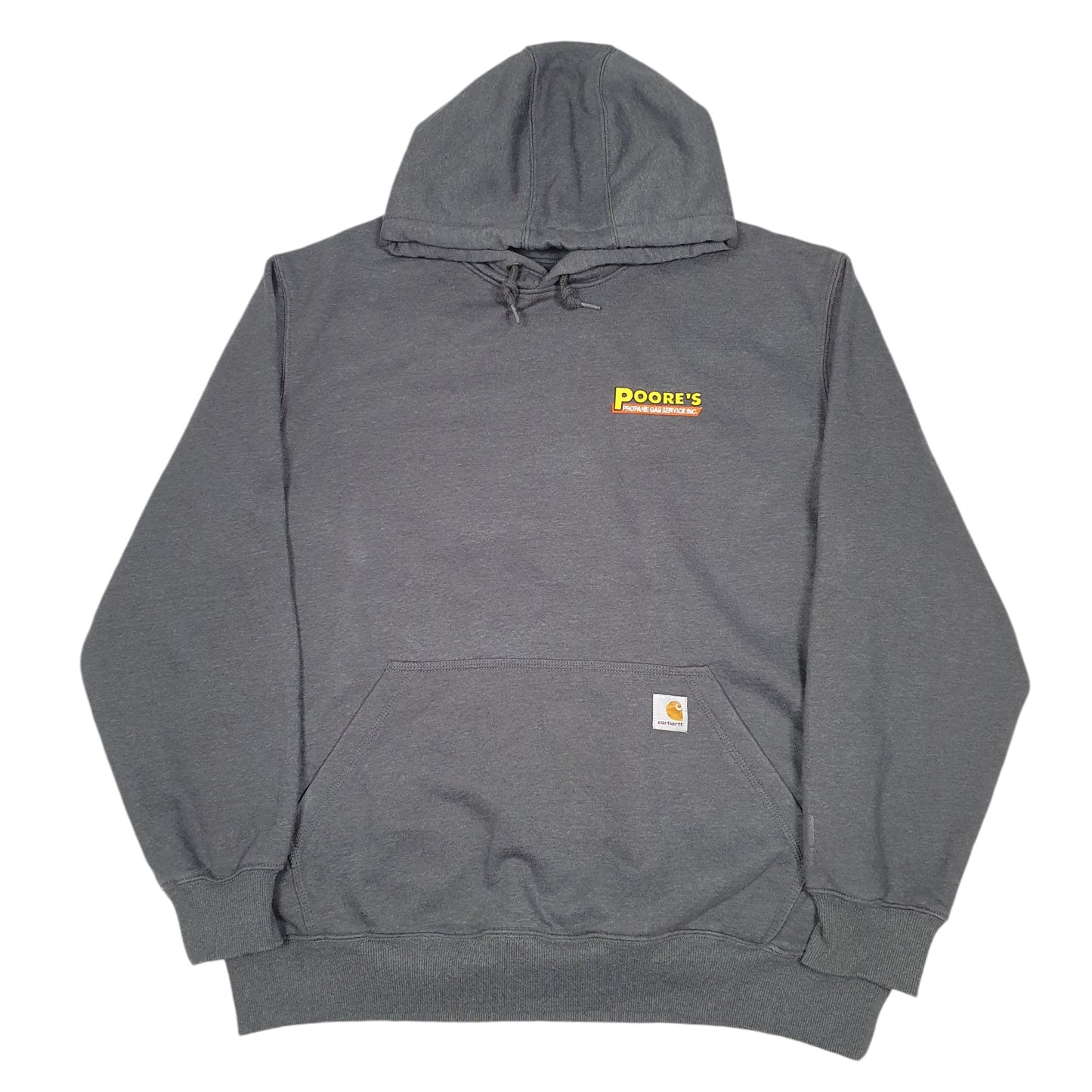 Mens Grey Carhartt Workwear Poores Propaine Gas Servicing USA Hoodie Jumper
