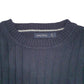 Mens Navy Nautica Knit Ribbed Crewneck Jumper