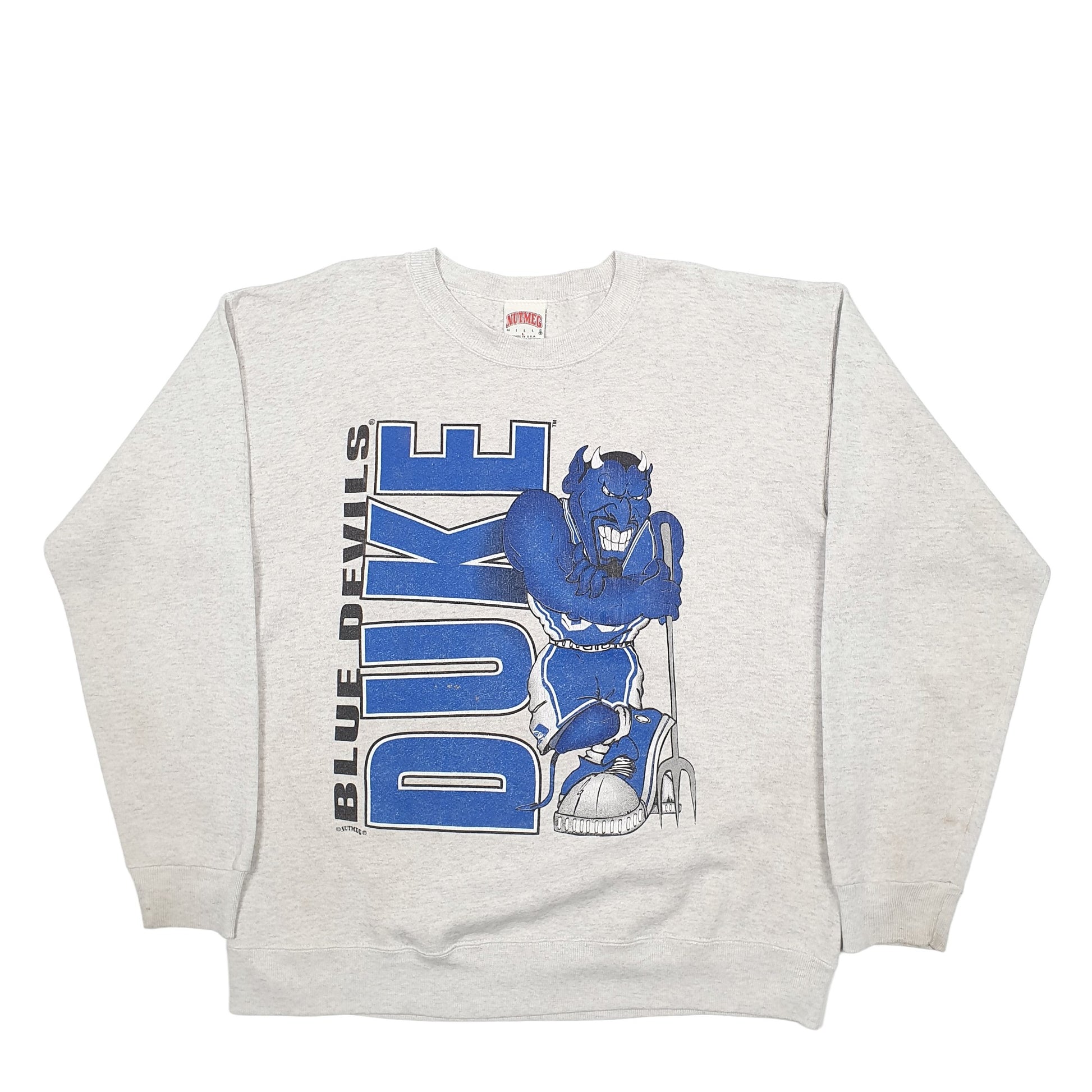 Mens Grey Nut.eg Blue Devils Made In USA Crewneck Jumper