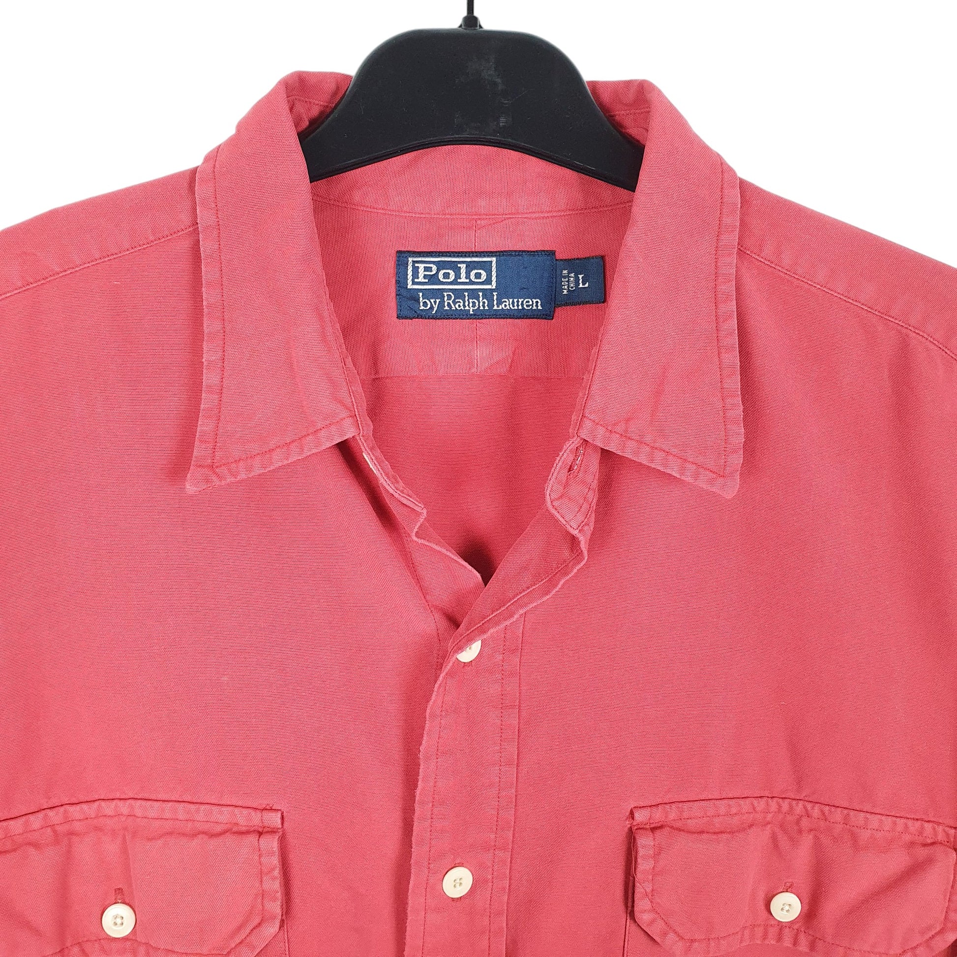 Mens Red Polo Ralph Lauren Vintage Work Long Sleeve Shirt