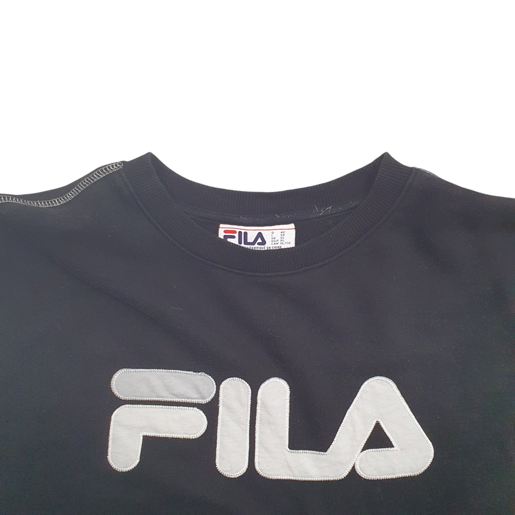 Womens Black Fila Spellout Crewneck Jumper