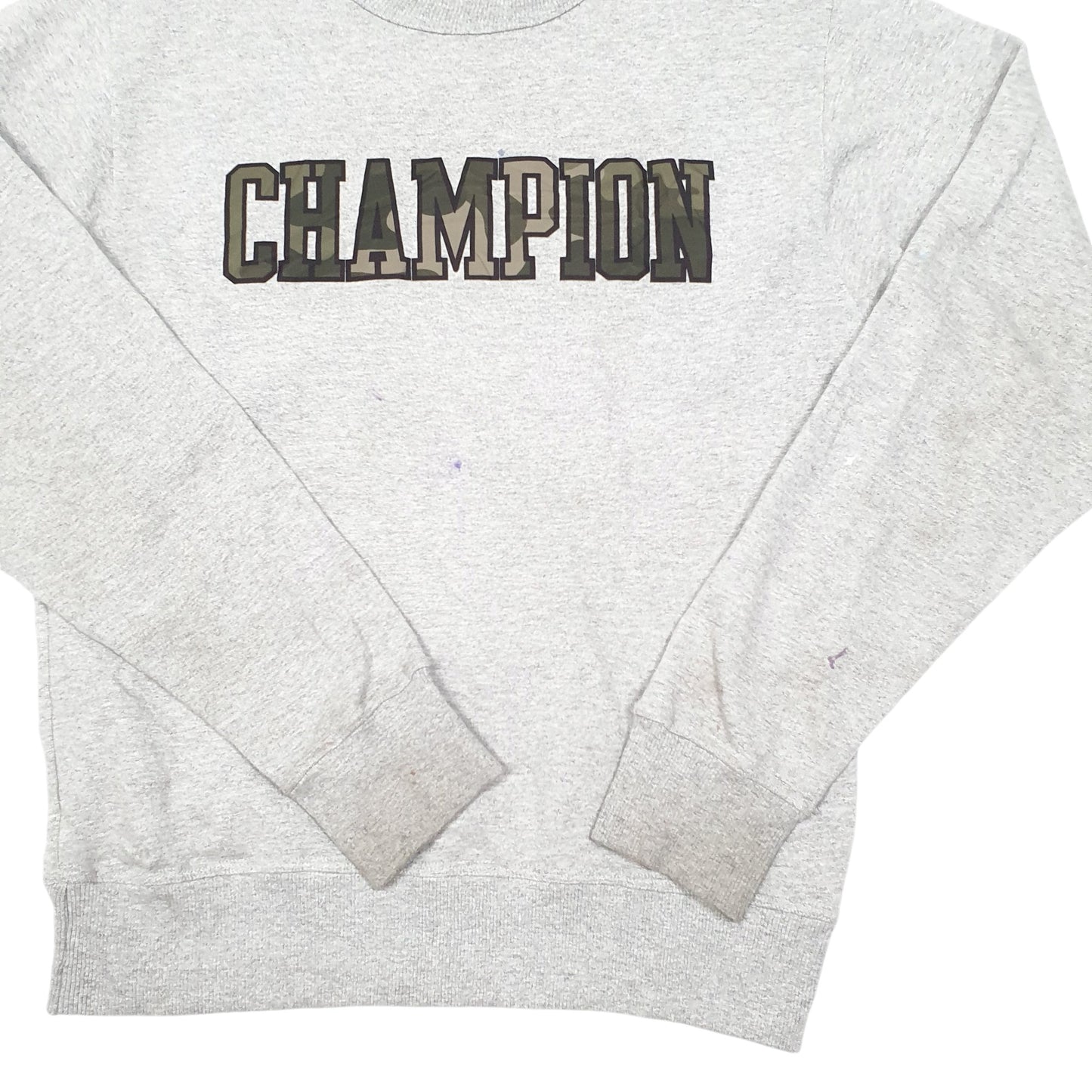 Mens Grey Champion Spellout Crewneck Jumper
