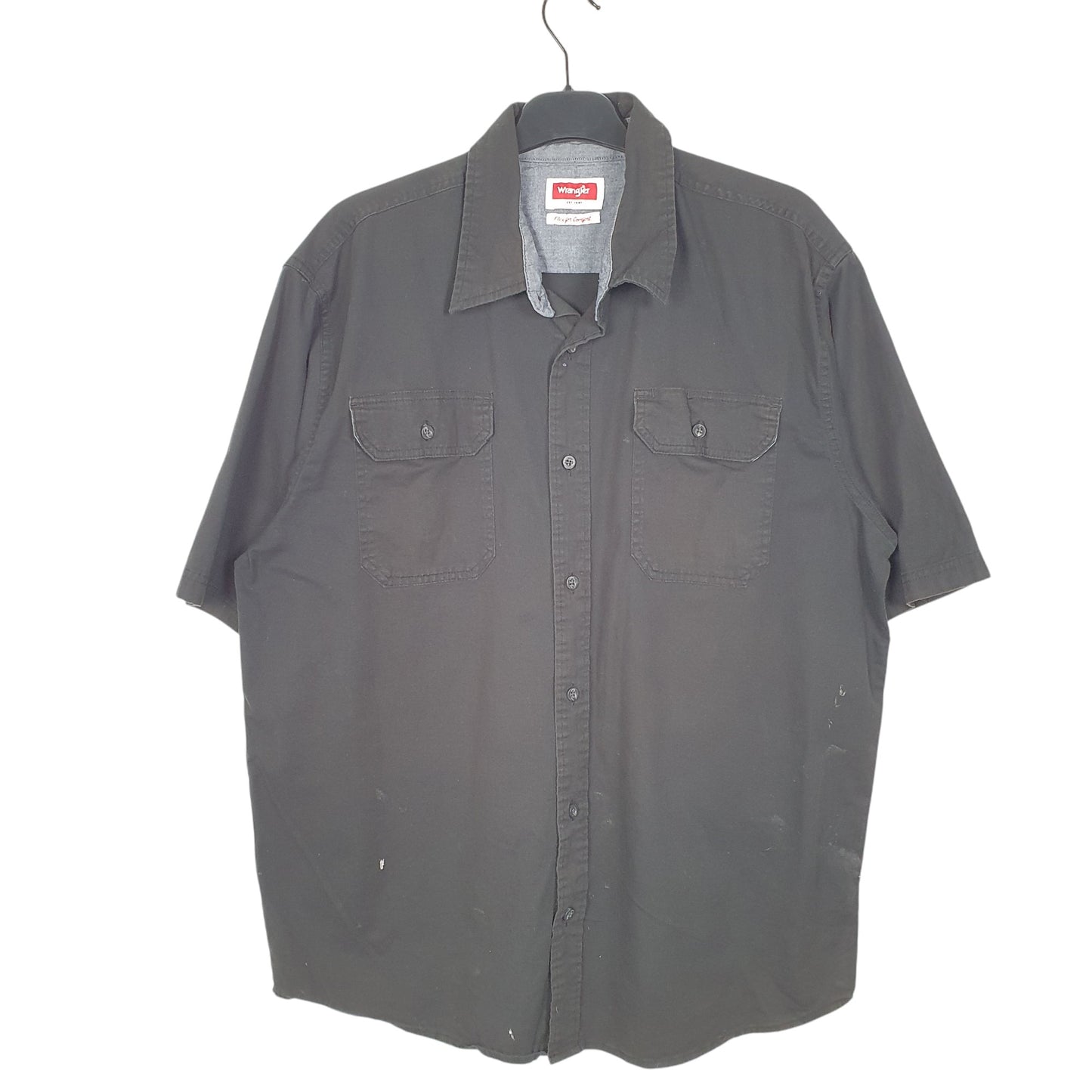 Mens Black Wrangler Flex Comfort Short Sleeve Shirt