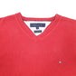 Mens Red Tommy Hilfiger Knit V Neck Jumper