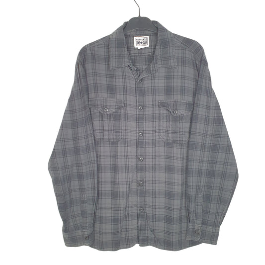 Mens Grey Converse One Star Flannel Long Sleeve Shirt