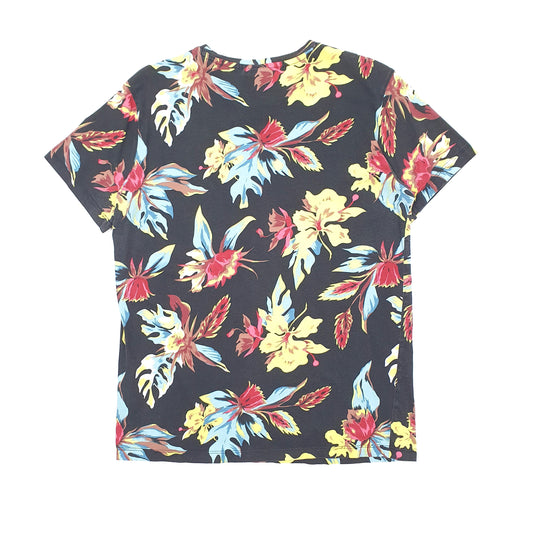 Mens Black H&M Floral Flowers Short Sleeve T Shirt