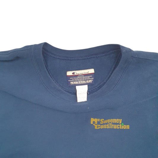 Mens Navy Champion McSqeeney Construction Spellout Crewneck Jumper