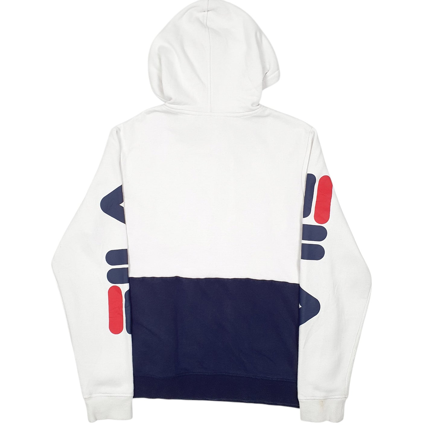 Mens White Fila Spellout Hoodie Jumper