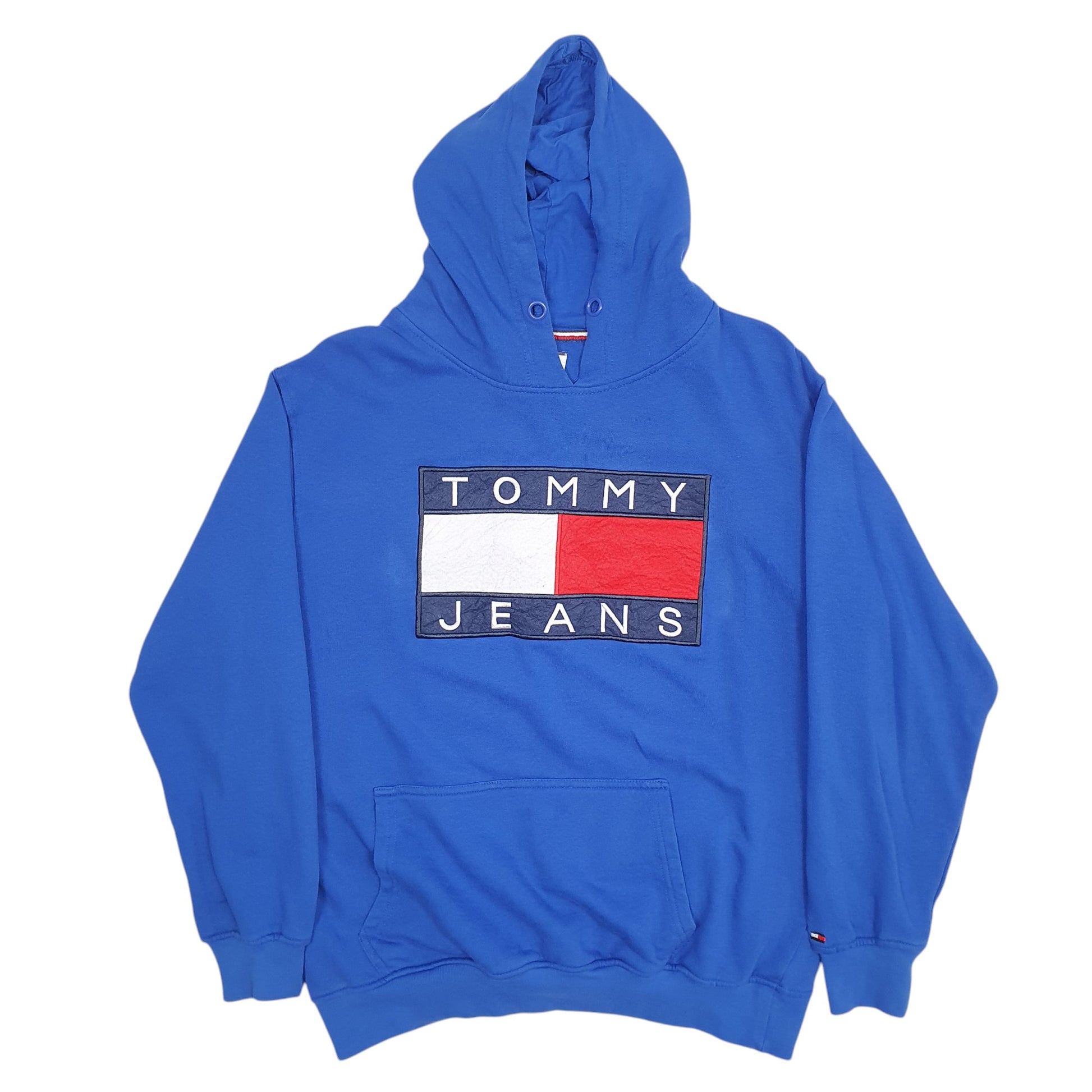 Womens Blue Tommy Hilfiger Spellout Hoodie Jumper