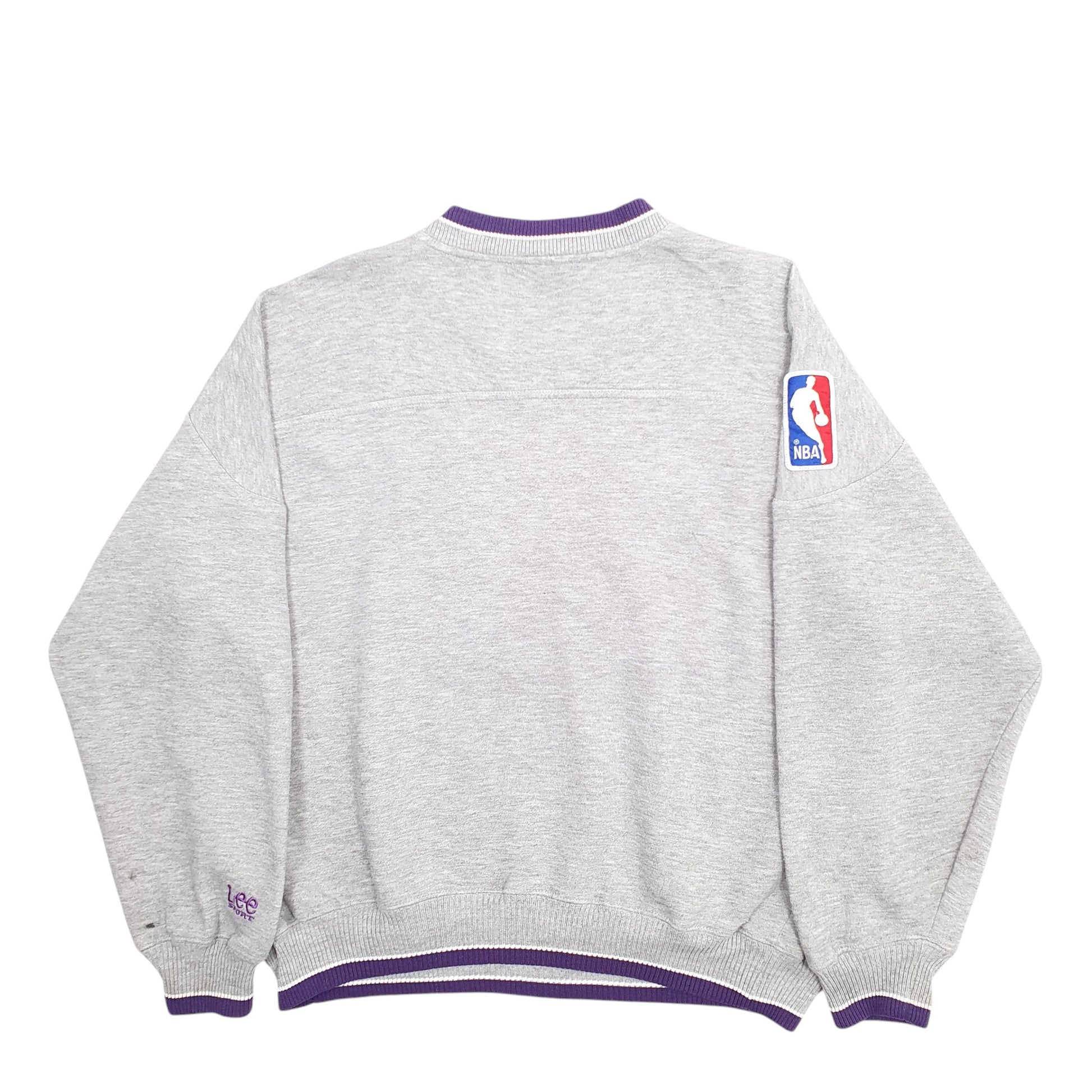 Mens Grey Lee Utah Jazz Basketball Vintage 90's Crewneck Jumper