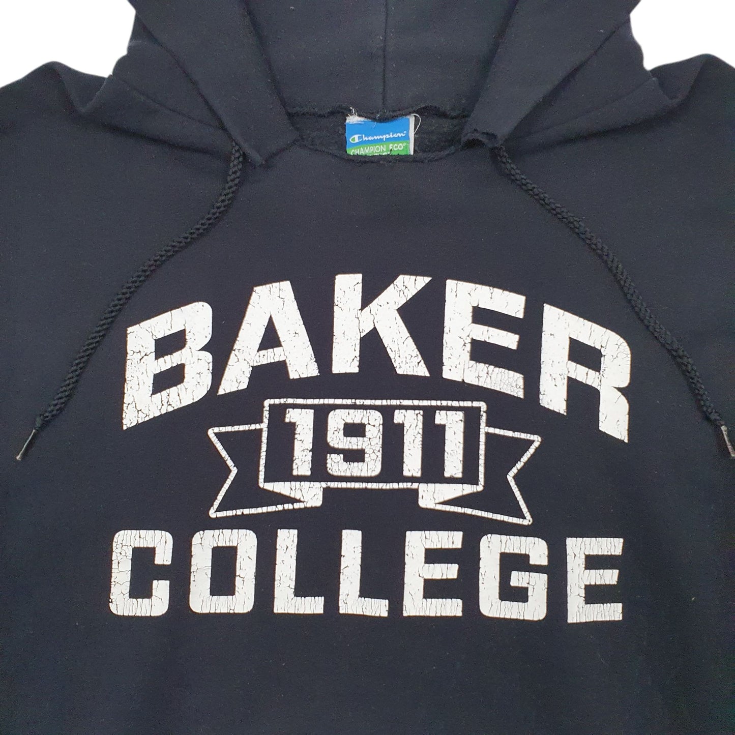 Mens Black Champion Baker College Hoodie Jumper