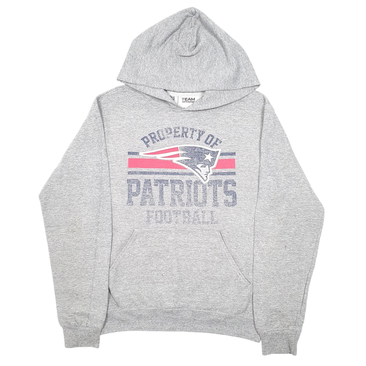 Mens Grey NFL New England Patriots American Football USA Spellout Hoodie Jumper