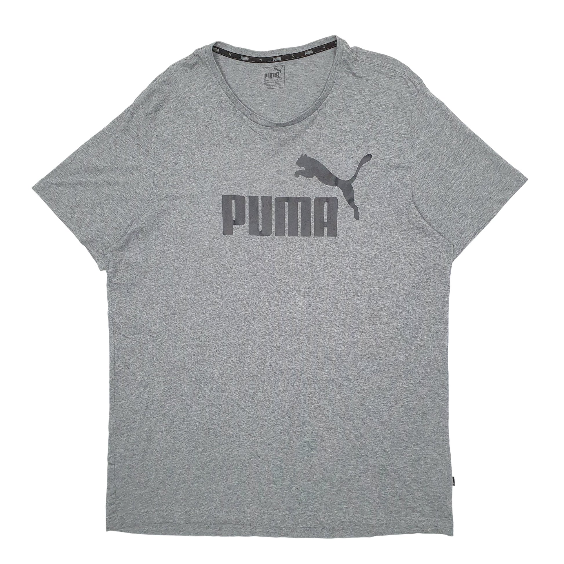 Mens Grey Puma Spellout Short Sleeve T Shirt
