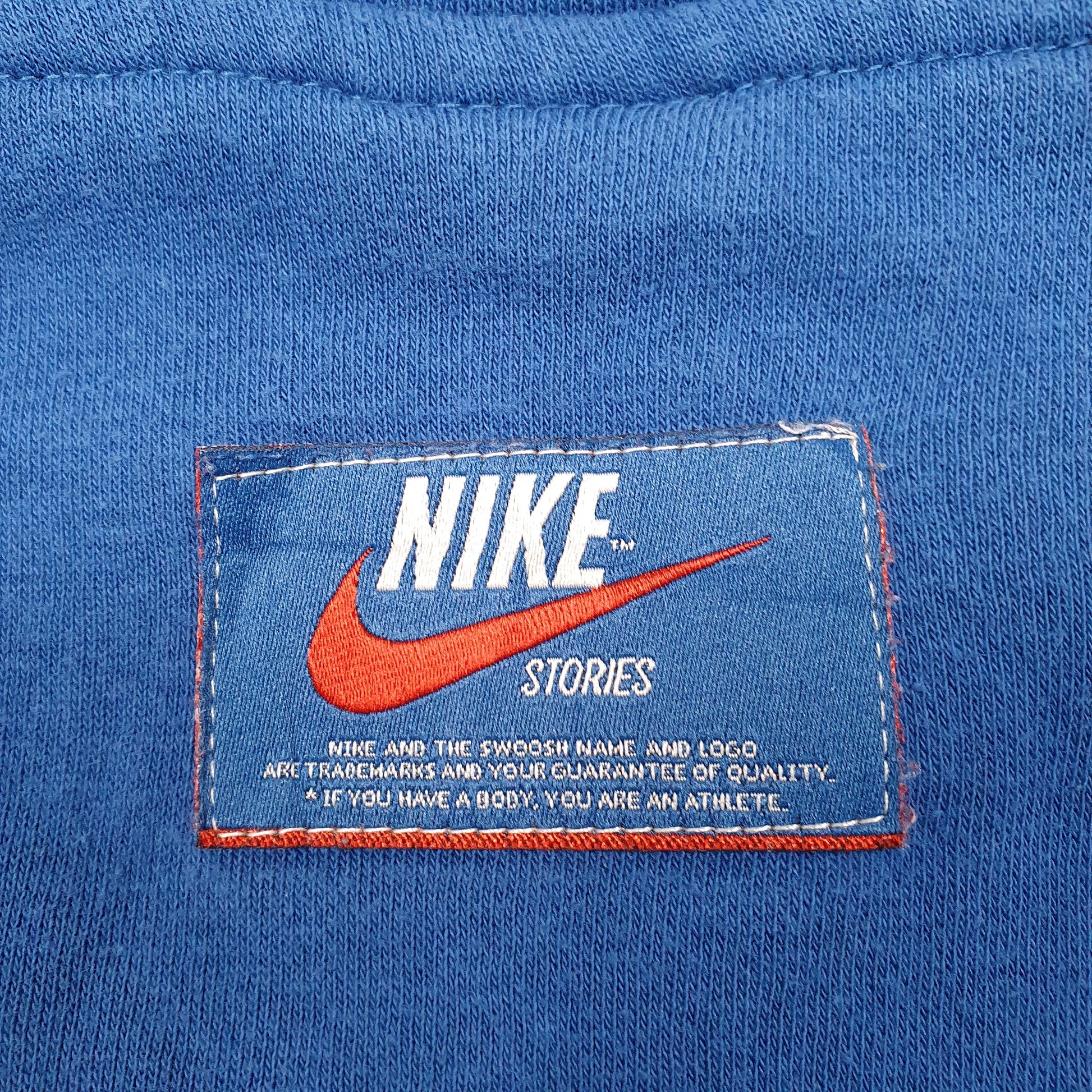 Mens Blue Nike Super Flight Spellout Stories Hoodie Jumper