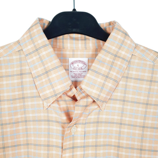 Mens Orange Brooks Brothers  Long Sleeve Shirt