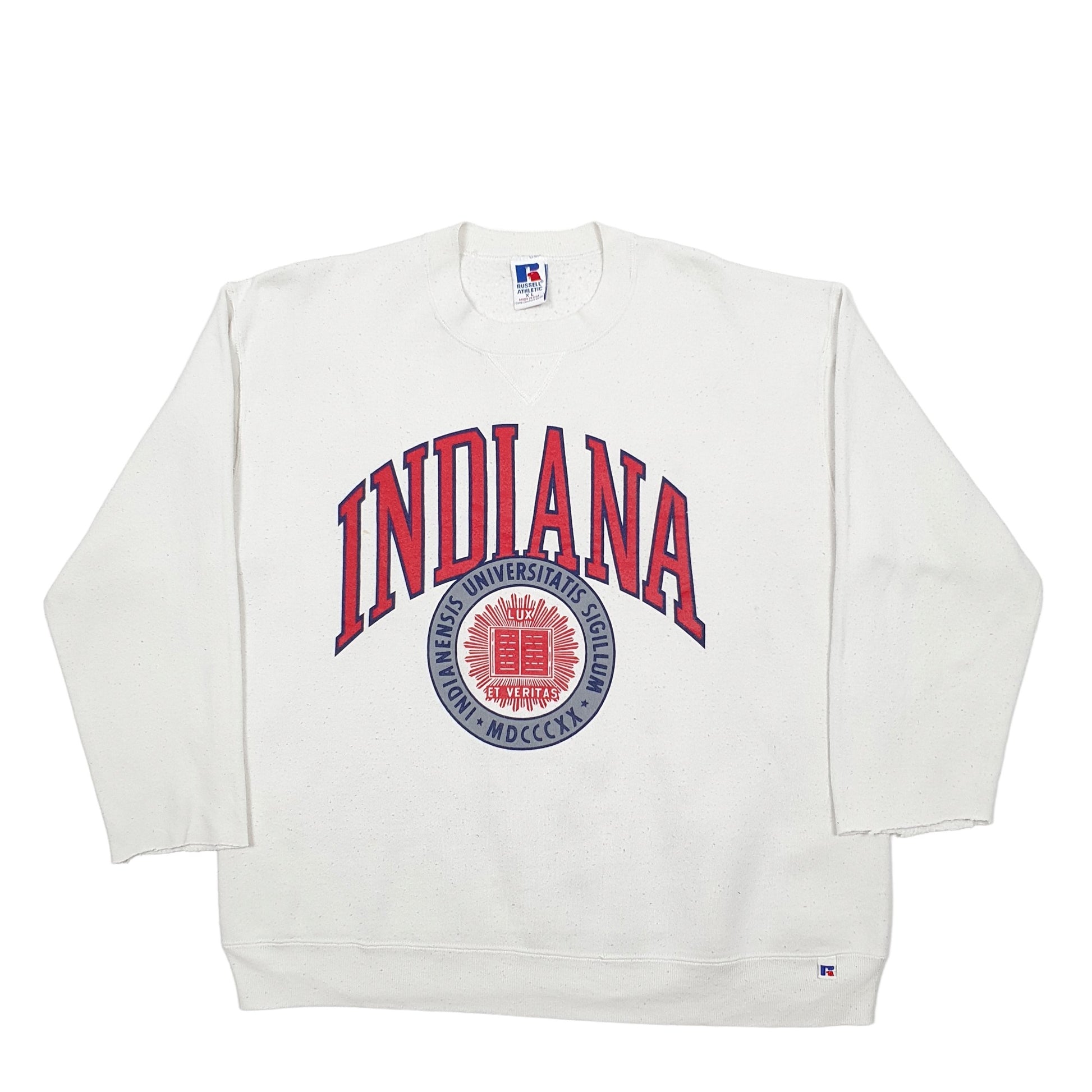 Mens White Russell Athletic Indiana Made In USA Crewneck Jumper