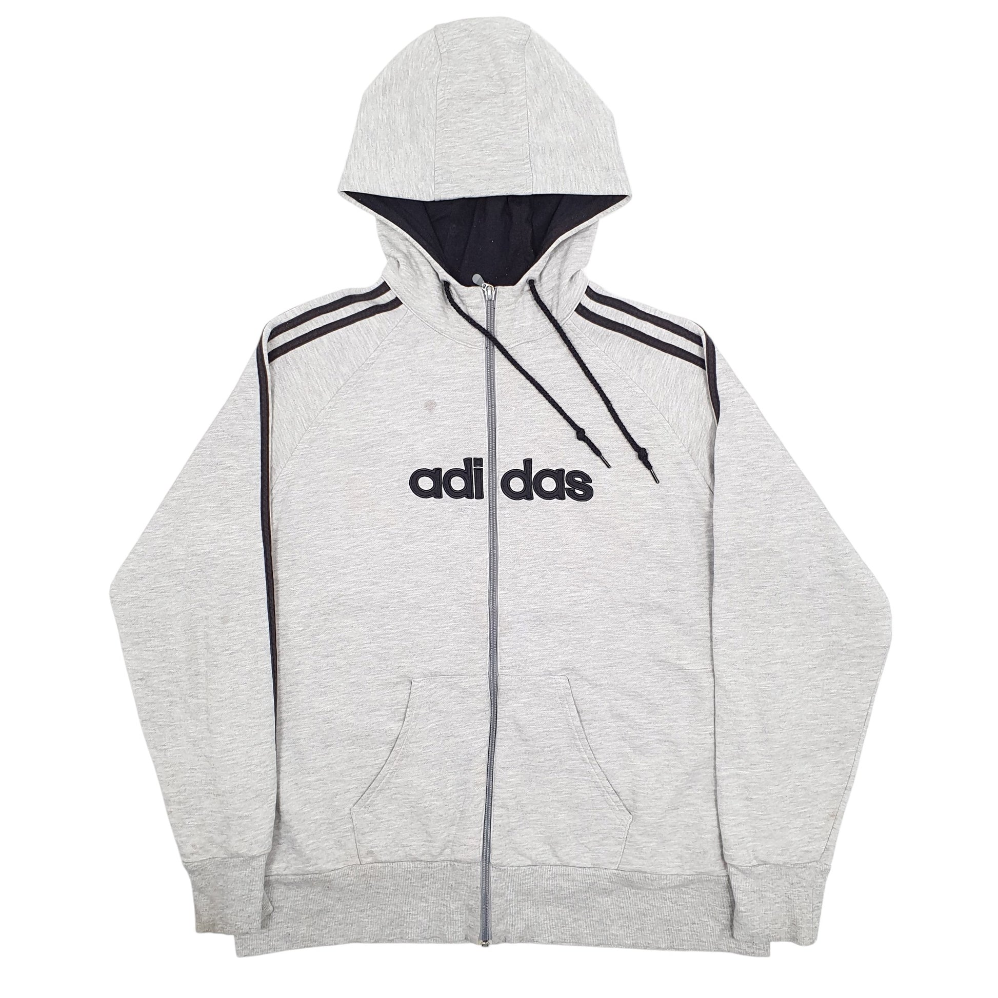 Mens Grey Adidas Spellout Full Zip Jumper